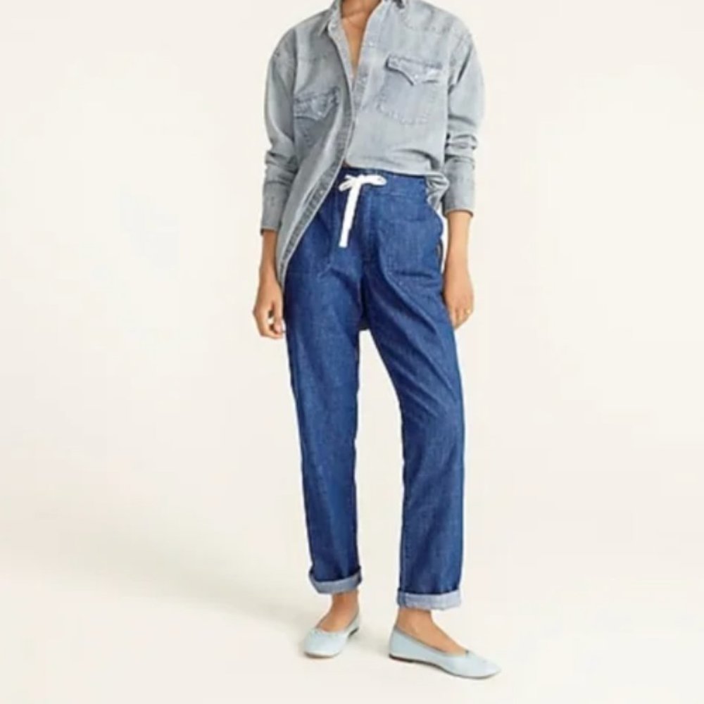 J. Crew Tie-waist Denim Camp Pant